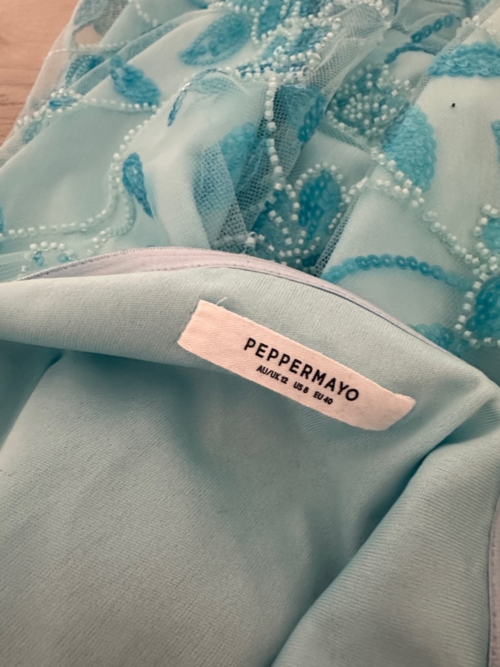 Peppermayo Tiffany Blue Strapless Sequin Mini Dress - Picture 12 of 13